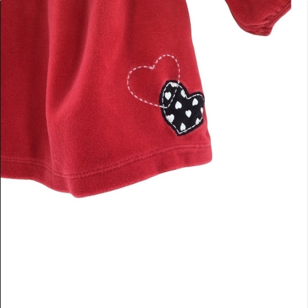 Carter’s Girls Red Velour Top with‎ Black and White Heart Pants Set - Picture 7 of 9